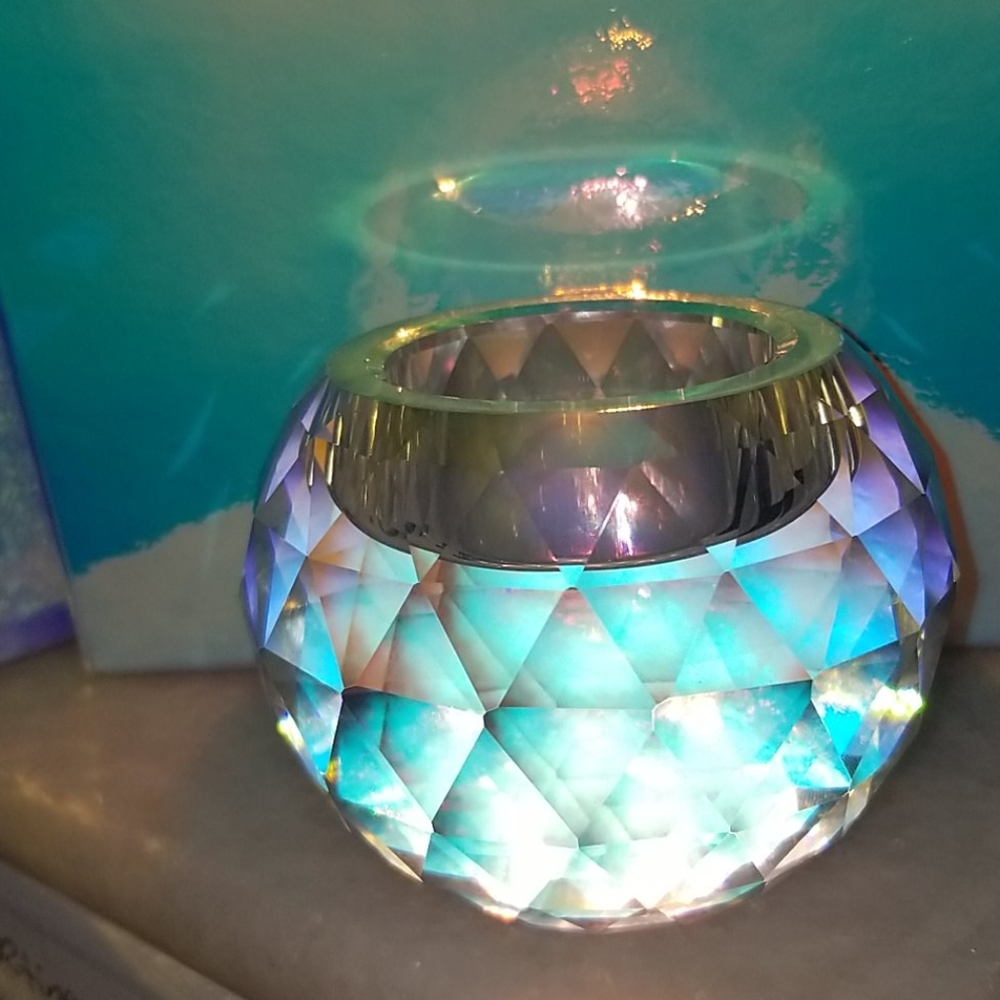 Iridescent Crystal Candle Holder